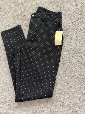Michael Kors Black with White Polka Dot Stretch Pants size 6